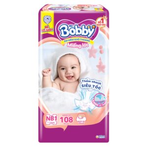 Miếng lót sơ sinh Bobby Newborn 1 New 108 miếng ( dưới 1 tháng tuổi )