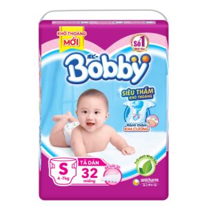 Tã dán Bobby size S 32 miếng cho bé 4-7kg